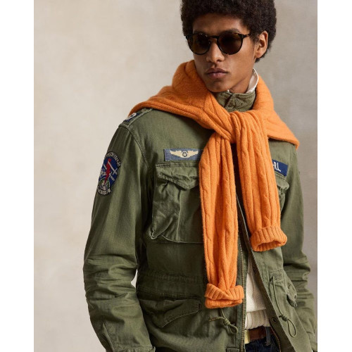 Parka de hombre de algodón con parches Verde militar