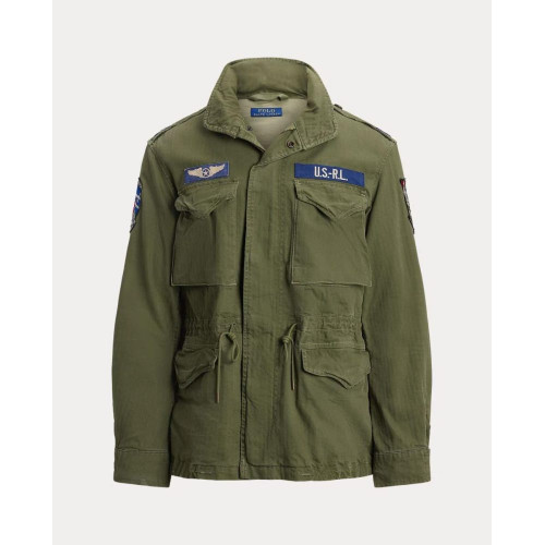 Parka de hombre de algodón con parches Verde militar