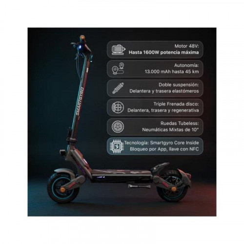 Patinete eléctrico Smartgyro Rockway GL Autonomía 45km Ruedas 10