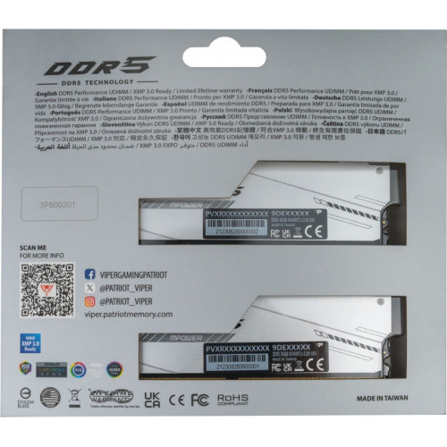 Patriot Viper Xtreme 5 RGB MPOWER 32GB Kit DDR5-6000 CL30 (PVXR532G60C30KM)