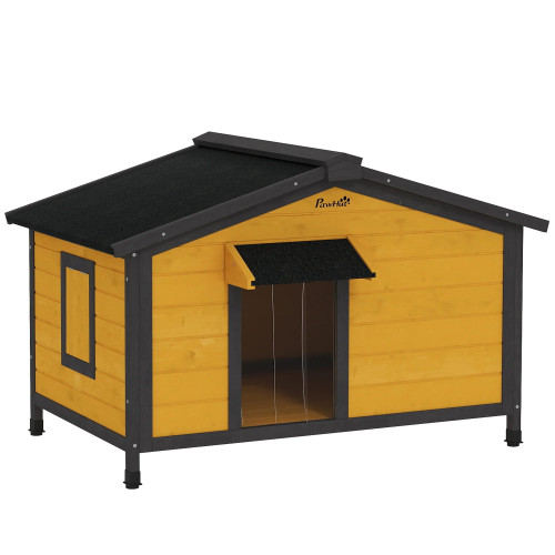 Pawhut Caseta Para Perros Exterior Con Techo Asfáltico 97x72x65cm Madera Natural