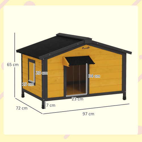 Pawhut Caseta Para Perros Exterior Con Techo Asfáltico 97x72x65cm Madera Natural