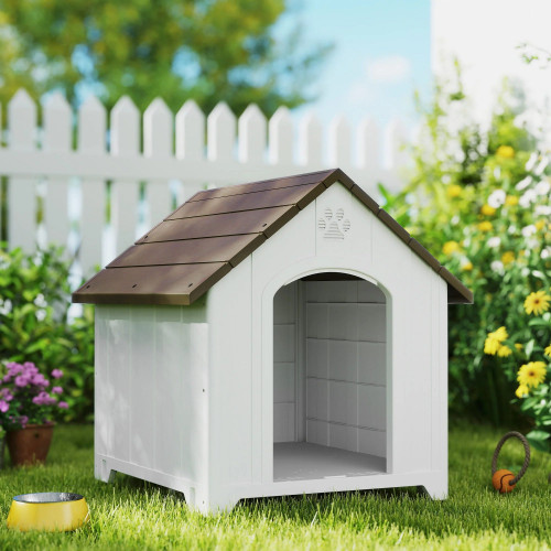 Pawhut Caseta Para Perros Grandes Exterior De Plástico Impermeable Marrón Oscuro