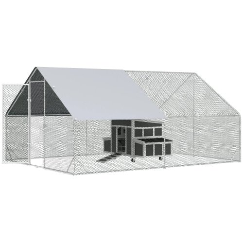 Pawhut Conjunto De 1 Gallinero De Madera Y 1 Gallinero Para Exterior Grande