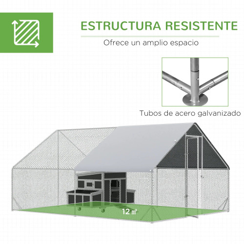Pawhut Conjunto De 1 Gallinero De Madera Y 1 Gallinero Para Exterior Grande