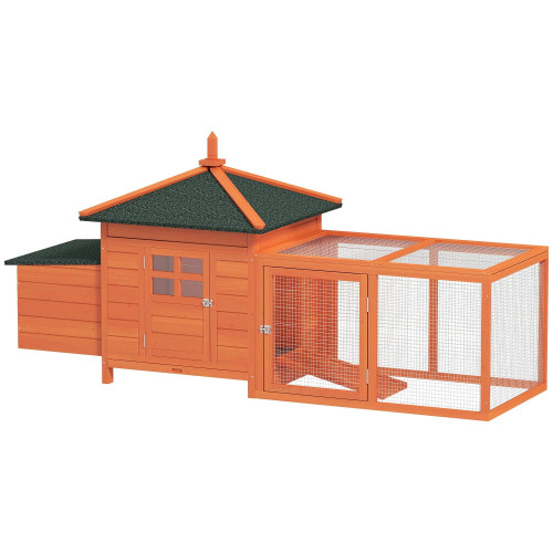 Pawhut Gallinero De Madera Exterior Con Nidos Corral 196x76x97 Cm Naranja