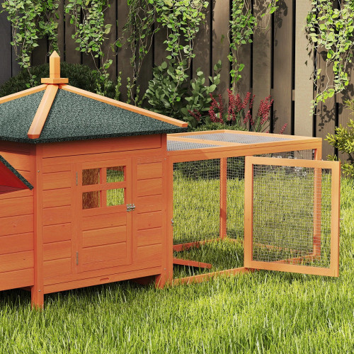 Pawhut Gallinero De Madera Exterior Con Nidos Corral 196x76x97 Cm Naranja