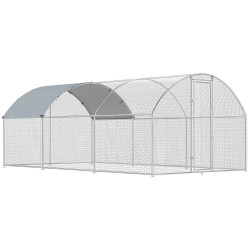 Pawhut Gallinero Para Exterior 2,8x5,1x1,9 M Para 15-24 Gallinas Plata