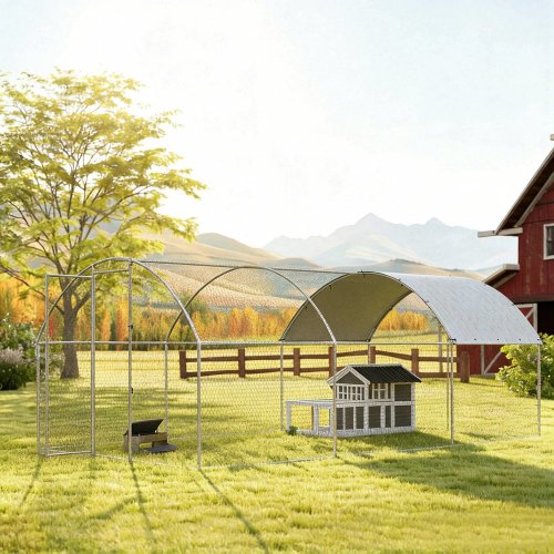 Pawhut Gallinero Para Exterior 2,8x5,1x1,9 M Para 15-24 Gallinas Plata