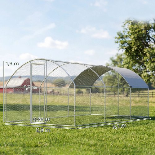 Pawhut Gallinero Para Exterior 2,8x5,1x1,9 M Para 15-24 Gallinas Plata