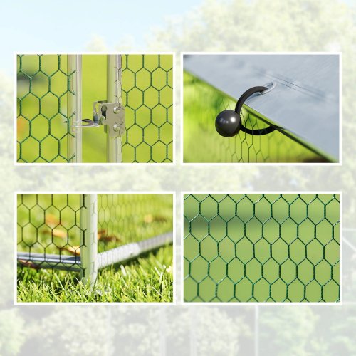 Pawhut Gallinero Para Exterior 2,8x5,1x1,9 M Para 15-24 Gallinas Plata