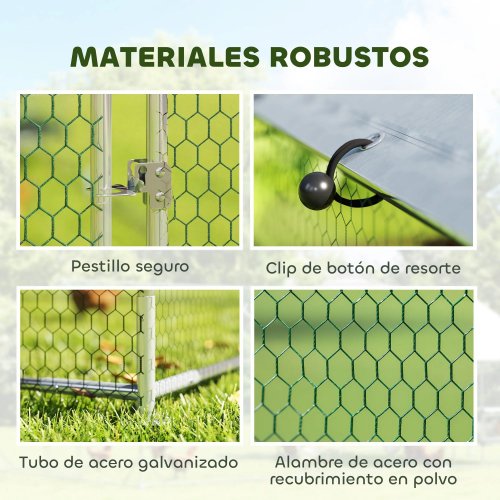 Pawhut Gallinero Para Exterior 2,8x5,1x1,9 M Para 15-24 Gallinas Plata