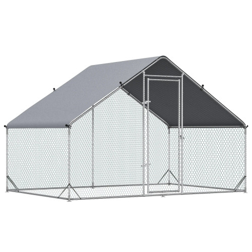 Pawhut Gallinero Para Exterior 3x2x2m Con Cubierta De Pe Y Cerradura Plata