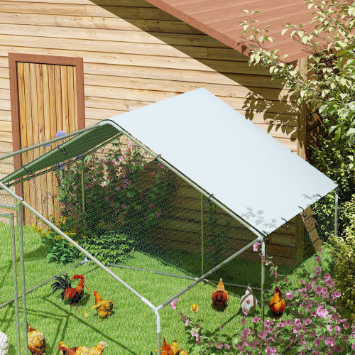Pawhut Gallinero Para Exterior 3x3,4x1,9 M Con Cubierta Anti-uv E Impermeable