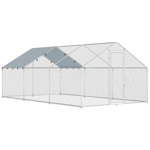 Pawhut Gallinero Para Exterior Grande 5,1x3x1,9 M 15,3 M² Con Cubierta Cerradura
