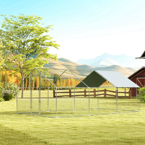 Pawhut Gallinero Para Exterior Grande 5,1x3x1,9 M 15,3 M² Con Cubierta Cerradura