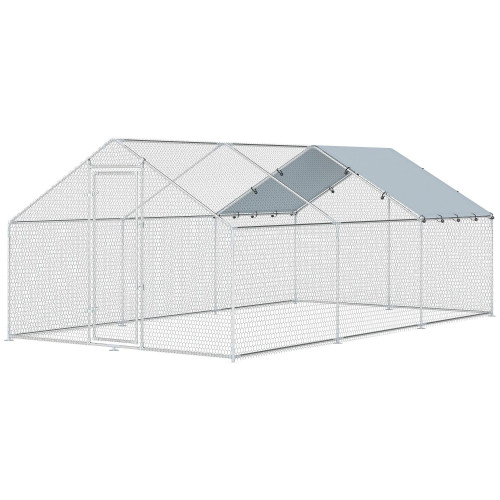 Pawhut Gallinero Para Exterior Grande 5,1x3x1,9 M 15,3 M² Con Cubierta Cerradura