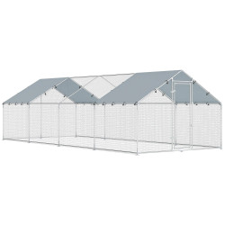 Pawhut Gallinero Para Exterior Grande 6,8x3x1,9 M 20,4 M² Con Cubierta Cerradura
