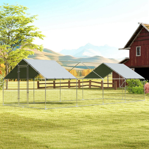 Pawhut Gallinero Para Exterior Grande 6,8x3x1,9 M 20,4 M² Con Cubierta Cerradura
