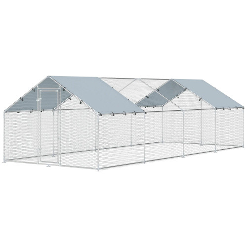 Pawhut Gallinero Para Exterior Grande 6,8x3x1,9 M 20,4 M² Con Cubierta Cerradura