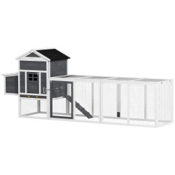 Pawhut Gallinero Para Exterior Para 3-6 Gallinas 297,5x68x118 Cm Gris Y Blanco