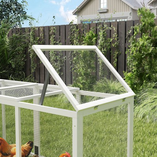 Pawhut Gallinero Para Exterior Para 3-6 Gallinas 297,5x68x118 Cm Gris Y Blanco