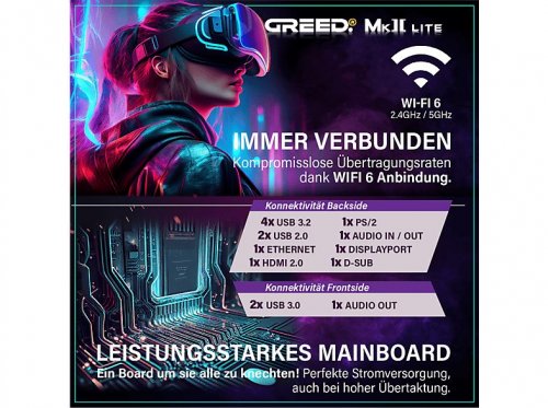 PC Gaming - GREED MK2 AMD Lite, AMD Ryzen 5 4600G, 16 GB RAM, 512 GB SSD, Radeon™ RX Vega 7, Windows 11 Pro, Negro