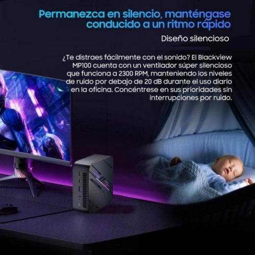 PC Sobremesa Blackview MP100 AMD Ryzen 5 7430U 16GB 512GB SSD Wi-Fi 6 RGB