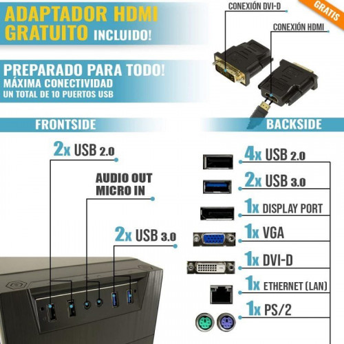 PC Sobremesa GREED Basic 7 Intel Core i5-6500 8GB 240GB SSD Windows 11 Pro WiFi 6