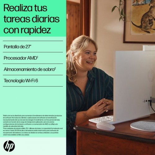 PC Sobremesa HP All-in-One 27 Ryzen 3 7320U 8GB 512GB SSD WiFi 6 Blanco