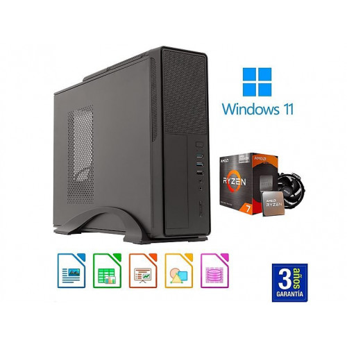 PC Sobremesa - JOYBE COMPUTERS AMD Ryzen 7 5700G / RAM 16 GB / M.2 Nvme 512 GB SSD / Graphics AMD Radeón RX Vega 8, AMD Ryzen™ 7 5700G, 16 GB RAM, 512 GB SSD, Radeon™ RX Vega 8, Windows 11 Pro, Negro