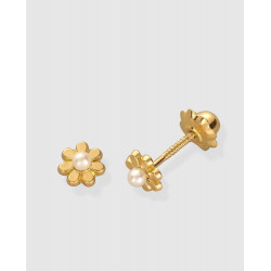 Pendientes de bebé de oro con perla Blanco