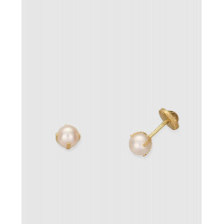 Pendientes de bebé de oro y perla Blanco
