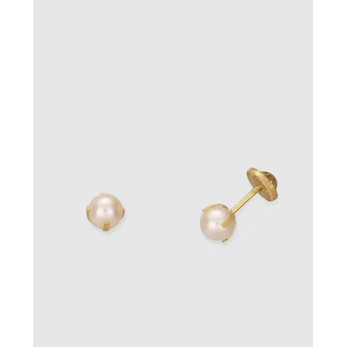 Pendientes de bebé de oro y perla Blanco