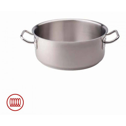 PENTOLE AGNELLI Acciaio Inox Cacerola Baja Inducción Con Dos Asas