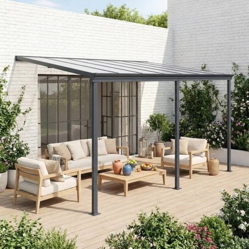 Pérgola 3x4.4m de aluminio con canalón