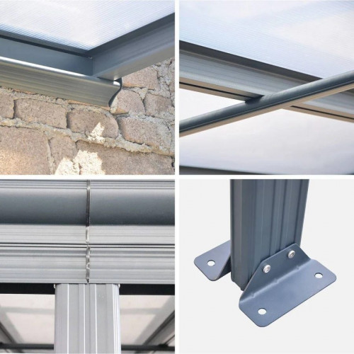 Pérgola 3x4.4m de aluminio con canalón