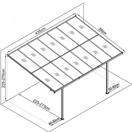 Pérgola adosada ajustable 3x4,4m Modelo premium