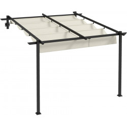 Pergola aluminio 3x3m toldo retráctil resistente al viento
