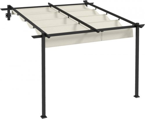 Pergola aluminio 3x3m toldo retráctil resistente al viento