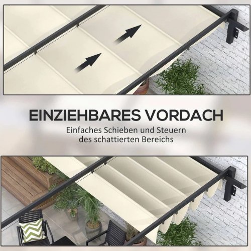 Pergola aluminio 3x3m toldo retráctil resistente al viento