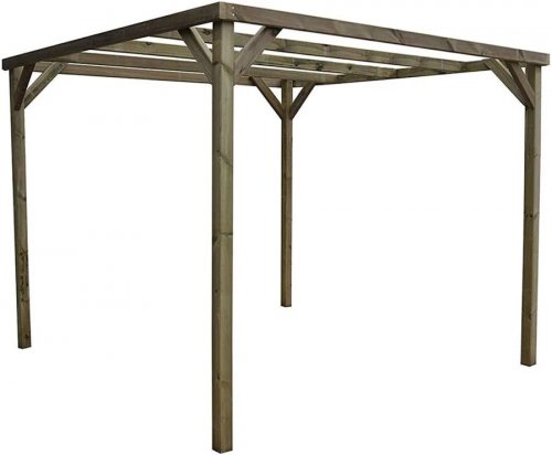 Pérgola autoportante Kora Vidahuerto Madera de Pino Tratada 240x240x240 cm