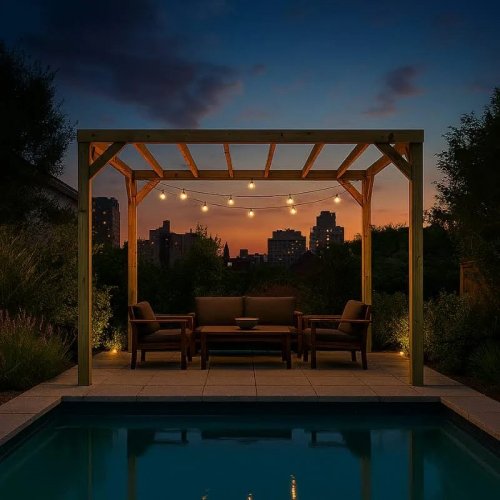 Pérgola autoportante Kora Vidahuerto Madera de Pino Tratada 240x240x240 cm