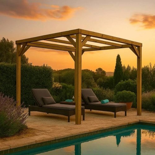 Pérgola autoportante madera de pino tratada 300x240x240 cm VIDAHUERTO