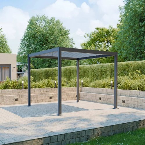 Pérgola bioclimática 3x3m de aluminio y acero con lamas orientables