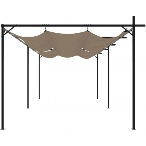 Pérgola con cubierta retráctil gris