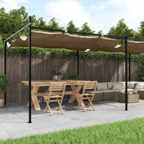 Pérgola con cubierta retráctil gris
