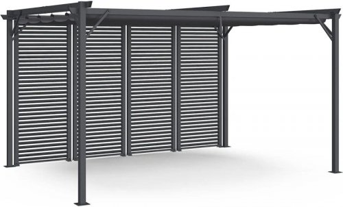 Pérgola con persianas gris antracita
