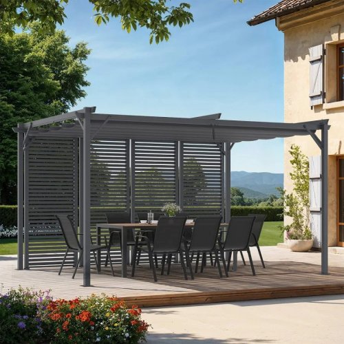 Pérgola con persianas gris antracita