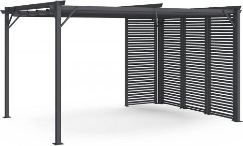 Pérgola con persianas gris antracita